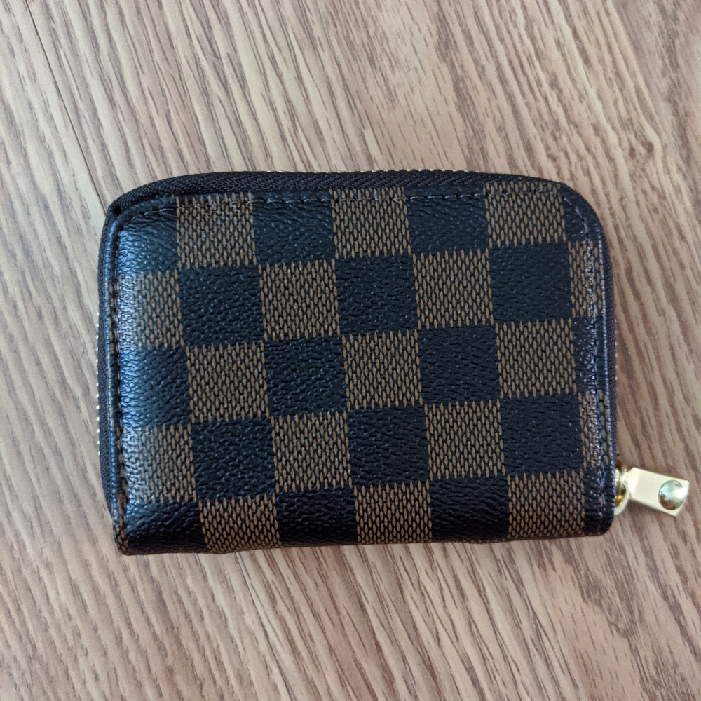 Brand New Brown Lattice Pattern Card Wallet